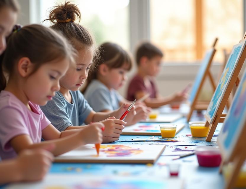 Enfants participant à un atelier créatif de peinture