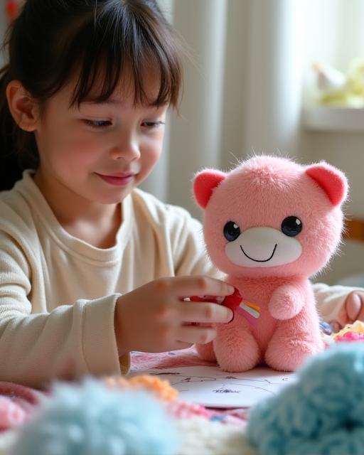 Enfant créant son doudou personnalisé